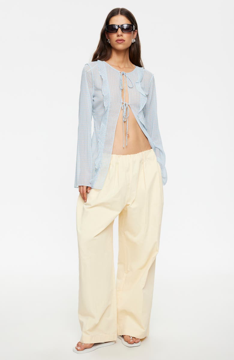 LIONESS Barely There Tie Front Top, Alternate, color, Mint Plaid