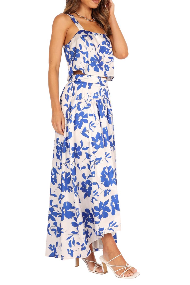 Lulu Floral Print Two-Piece High-Low Dress, Alternate, color, BLUE FLORAL