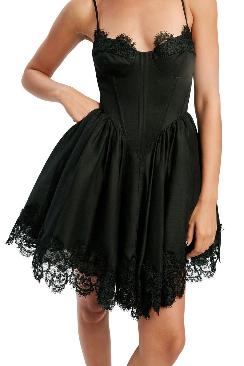 Ashta Lace Detail Minidress, Alternate, color, BLACK