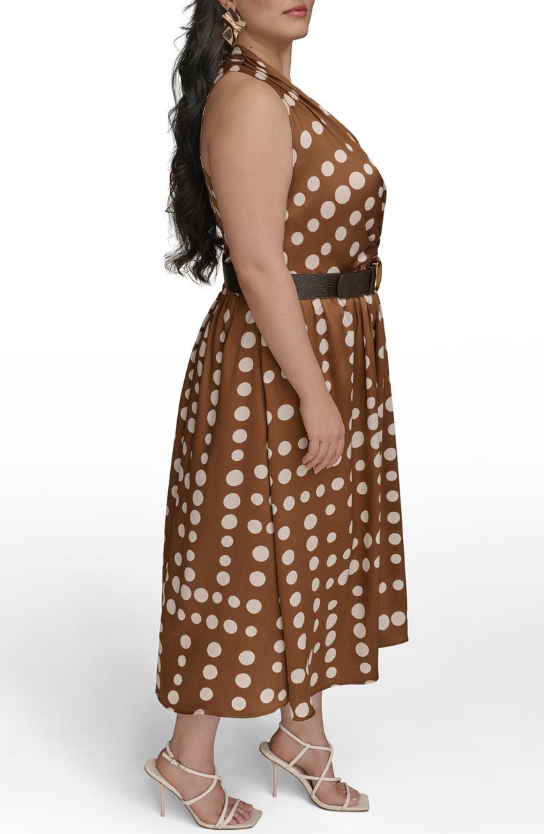 DONNA KARAN Dot Print Halter Midi Dress, Alternate, color, 