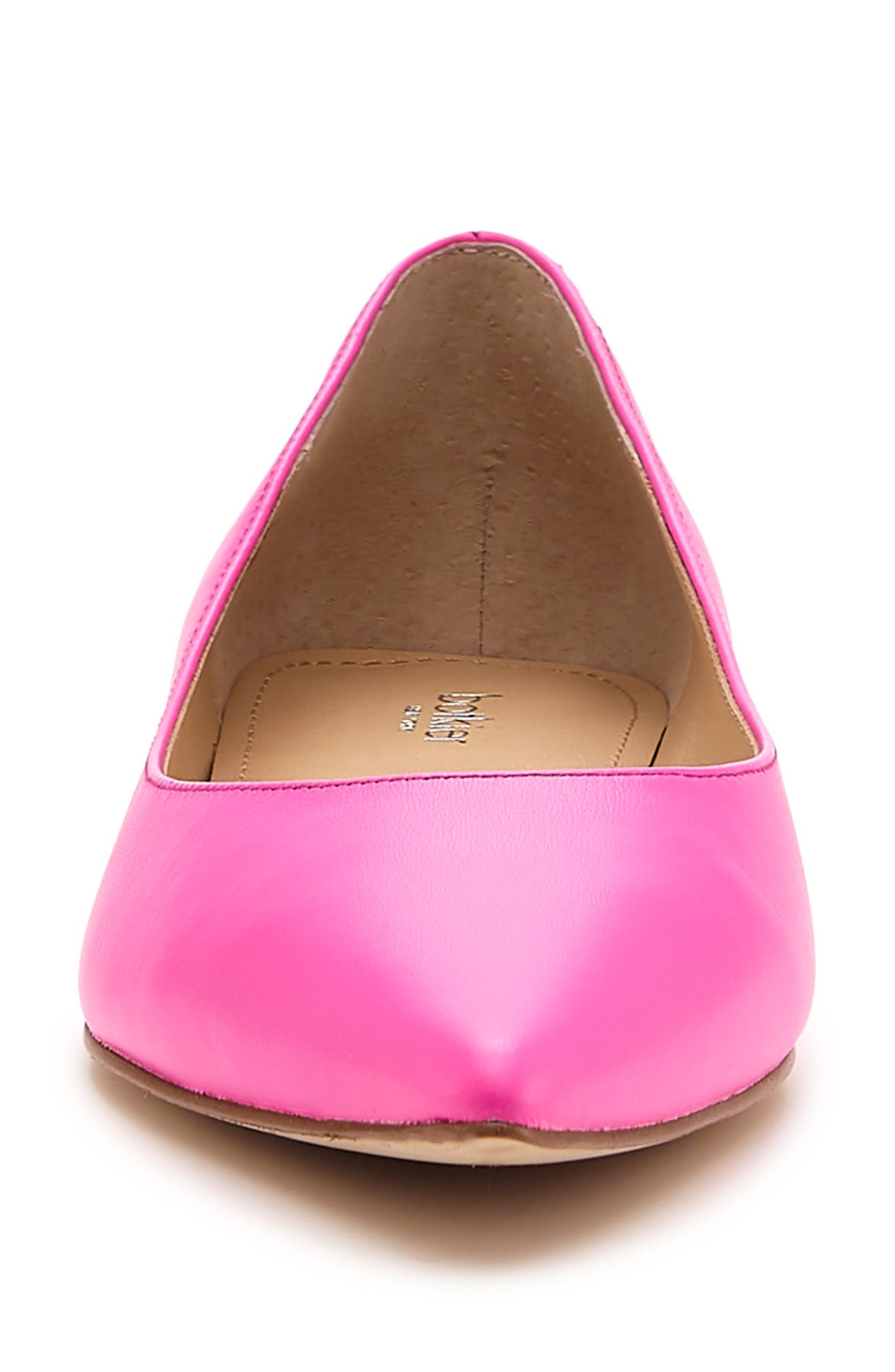 Annika Pointed Toe Flat, Alternate, color, NEON PINK LEATHER