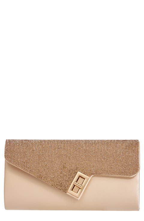 Chic Rhinestone & Satin Envelope Clutch