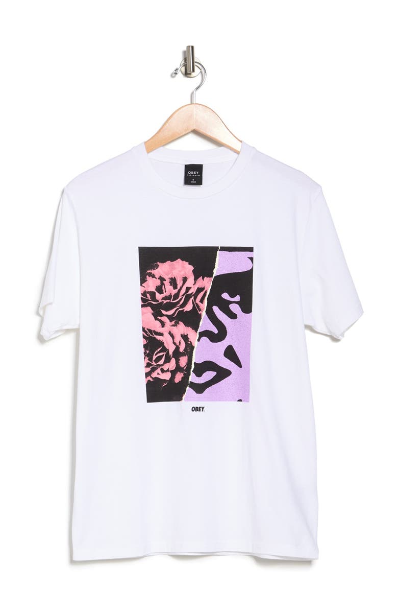 Obey Floral Icon Short Sleeve T-Shirt, Main, color, 