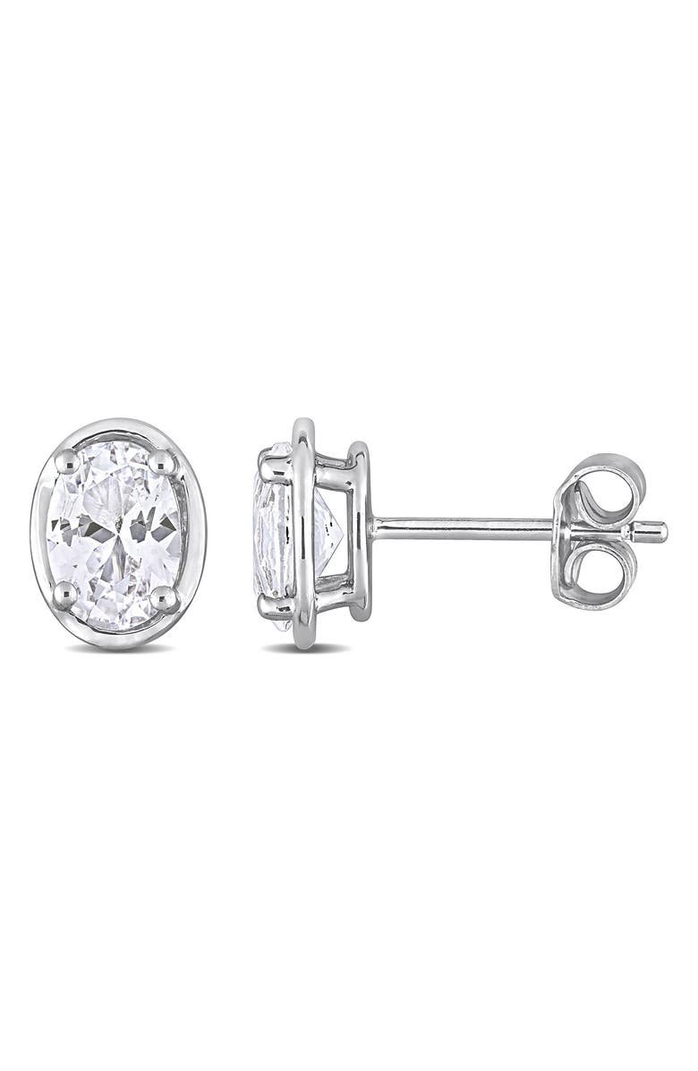 DELMAR Sterling Silver Lab Created White Sapphire Stud Earrings, Main, color, Silver