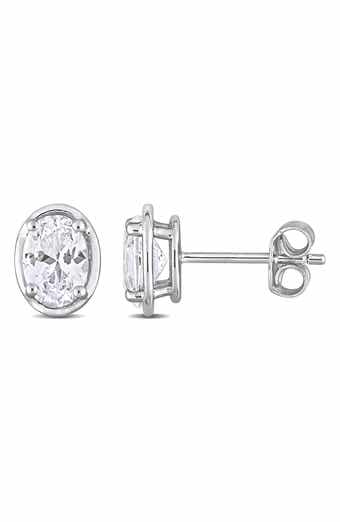 Sterling Silver Lab Created White Sapphire Stud Earrings