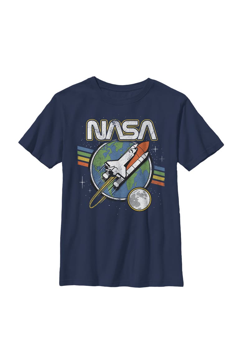 Boy's NASA Retro Rocket Launch  Graphic T-Shirt, Main, color, Navy Blue