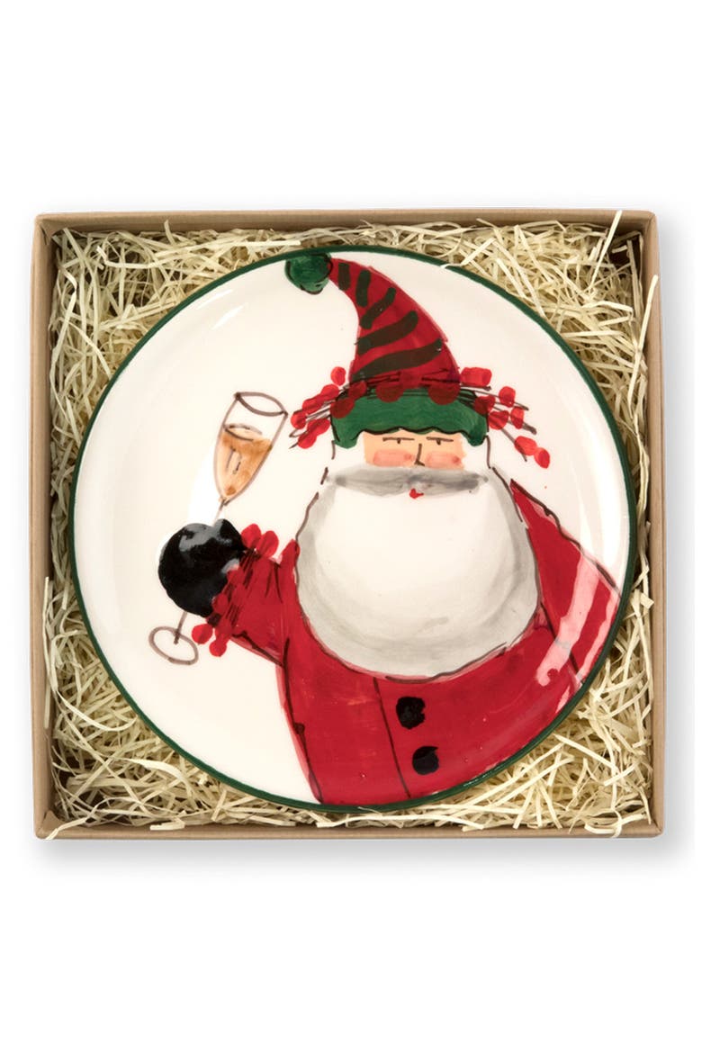 Old St. Nick Set of 4 Cocktail Plates, Alternate, color, HAND PAINTED