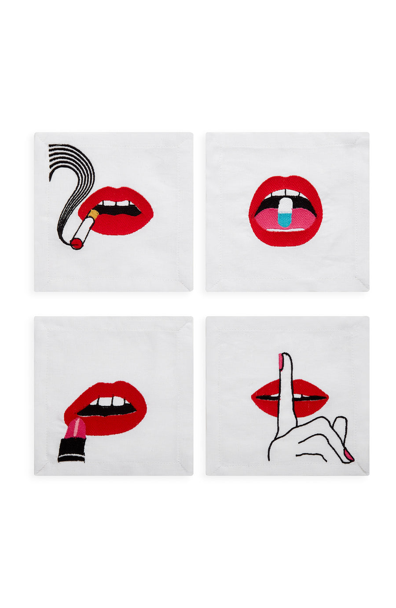 Jonathan Adler Lips Cocktail Napkins, Main, color, 