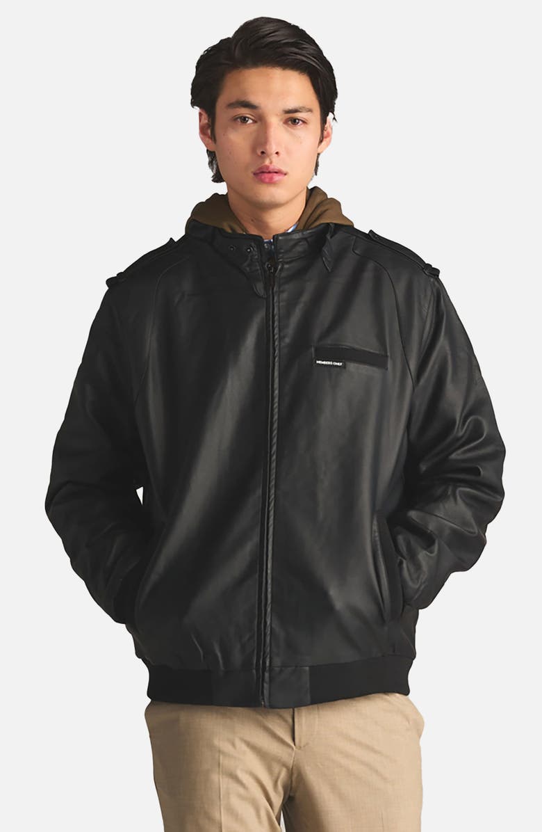 Members Only Men's Faux Leather Iconic Racer Jacket, Alternate, color, Black
