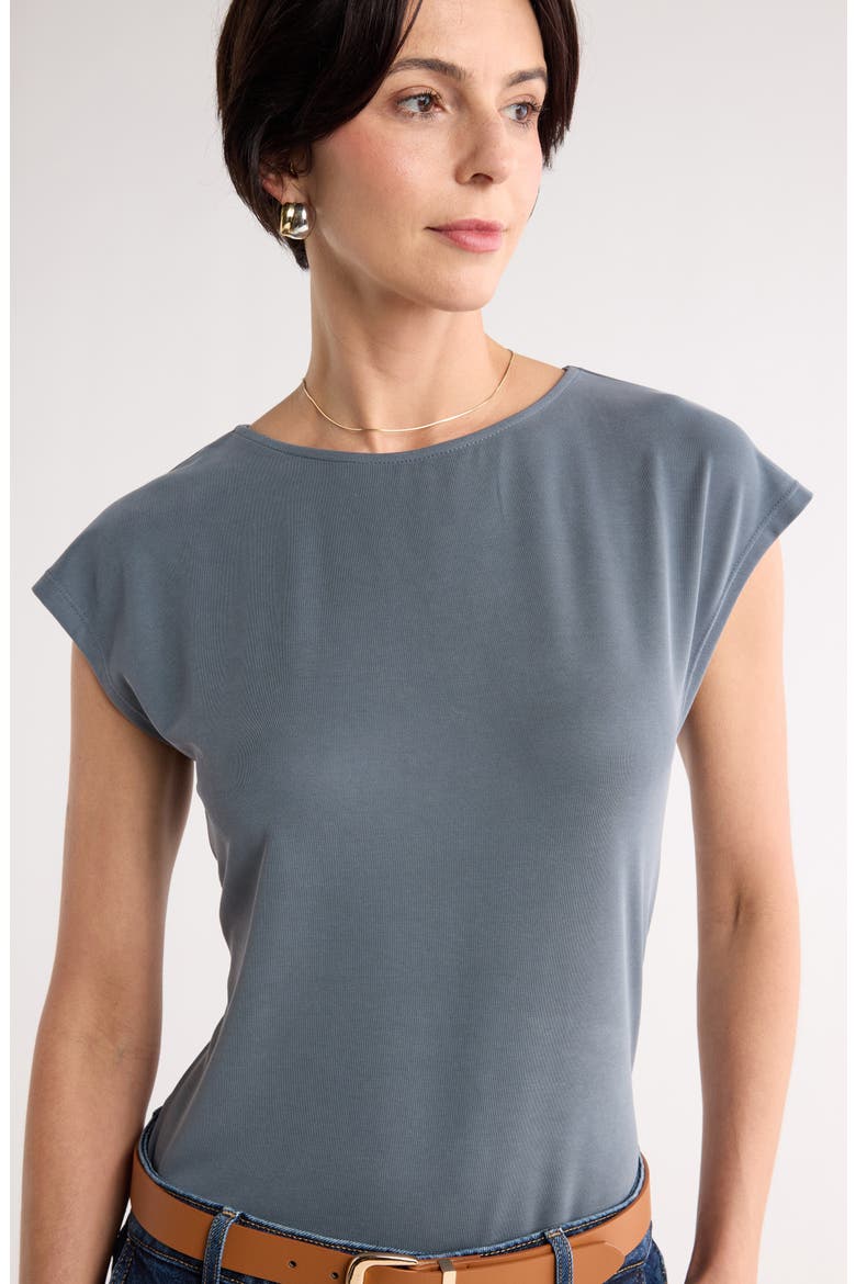 Cap Sleeve Modal Blend T-Shirt, Alternate, color, BLUE SLATE