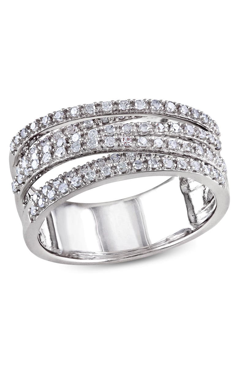 Julianna B. 1/2 CTW Diamond Crossover Ring, Main, color, Sterling Silver