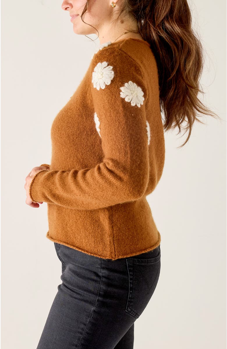 Voyageur by MERSEA Camellia Cashmere Embroidered Sweater, Alternate, color, Cinder/Ivory