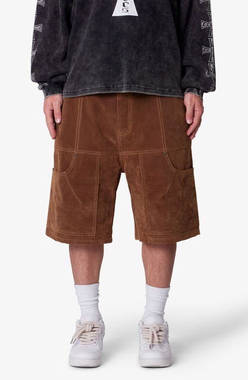 mnml Baggy Faux Suede Work Shorts in Brown  product