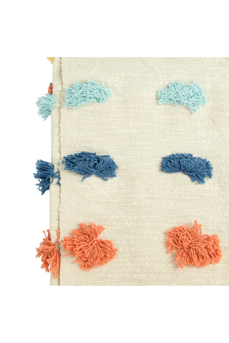 Soft Woven Cotton Throw with Tufted Dots and Tassels, Multicolor, Alternate, color, Multicolor
