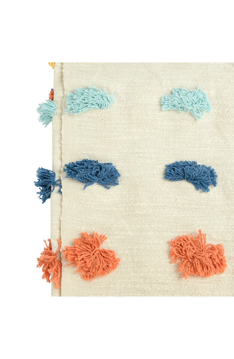 Storied Home Soft Woven Cotton Throw with Tufted Dots and Tassels, Multicolor, Alternate, color, Red