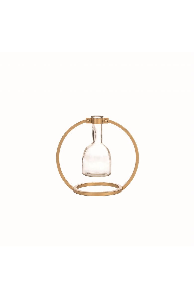 Foreside Home and Garden Glass Vase Metal Stand, Main, color, Gold