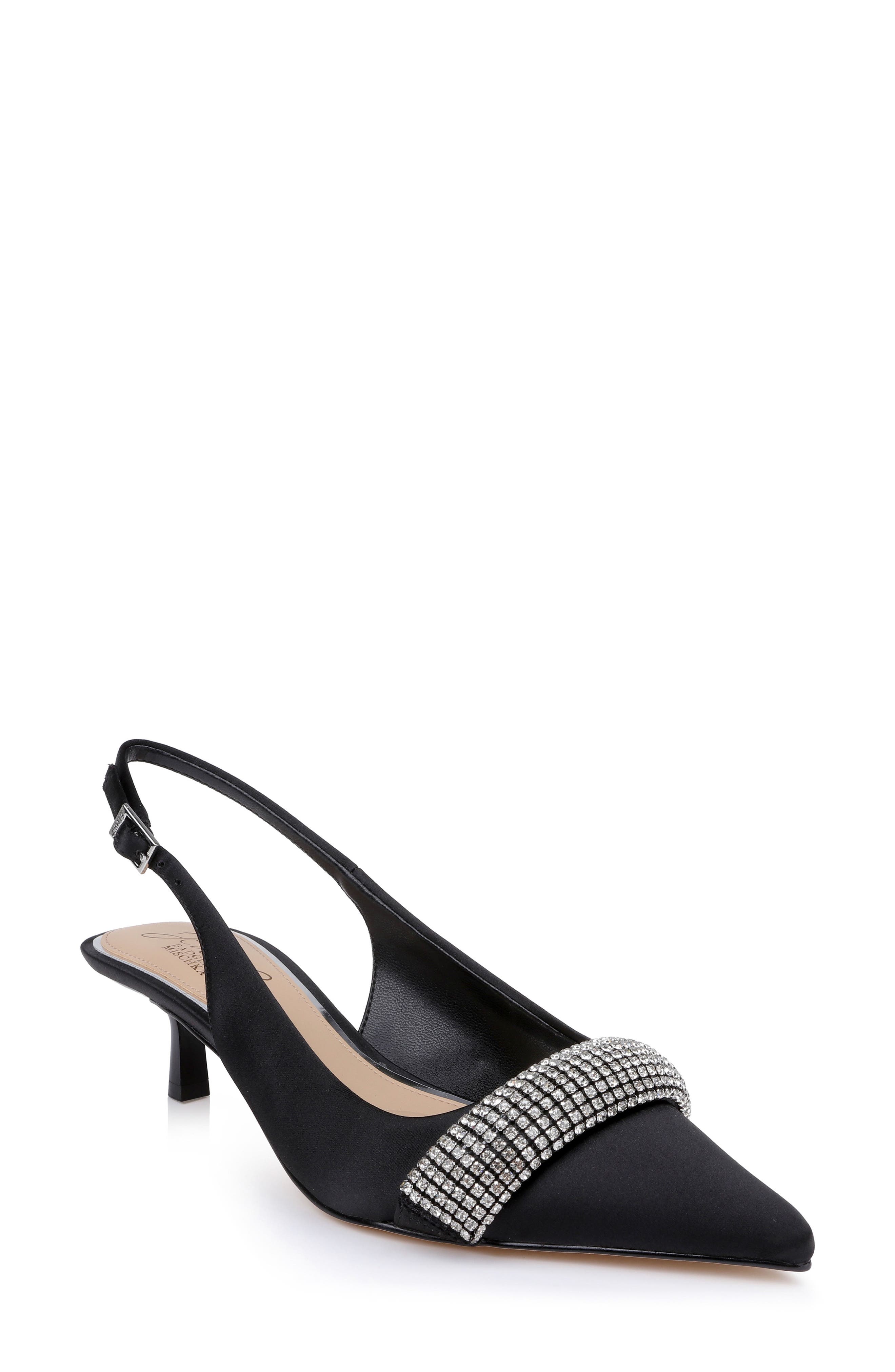 Bibi Pointed Toe Slingback Pump, Main, color, BLACK SATIN