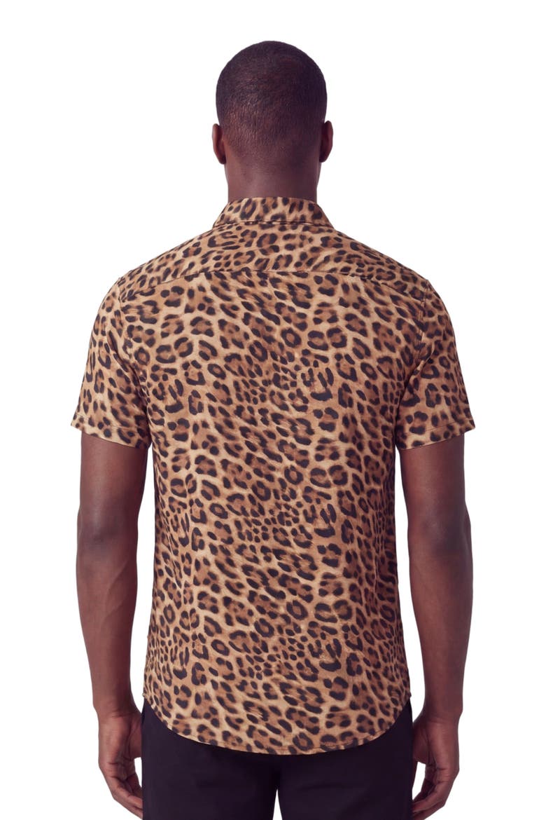 Leopard Mens Merino Wool Button-up Shirt, Alternate, color, LEOPARD BROWN