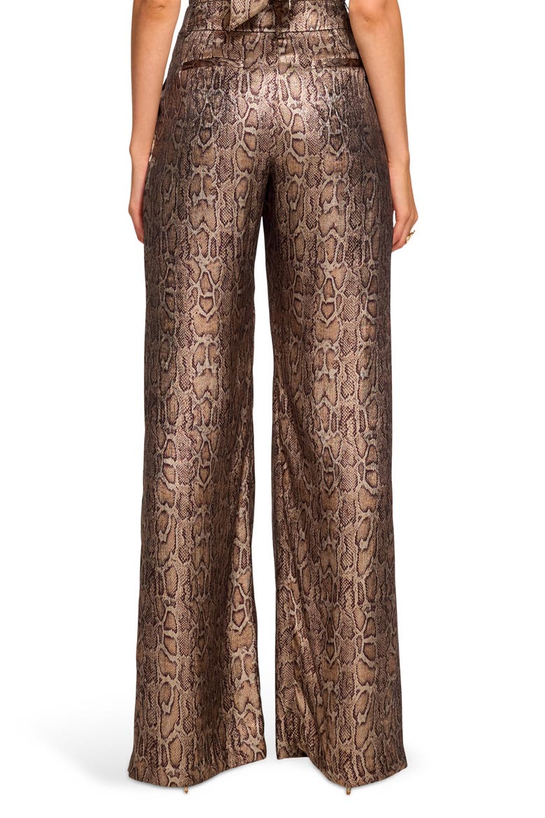 Oscar Pleated Wide Leg Pants, Alternate, color, METALLIC PYTHON
