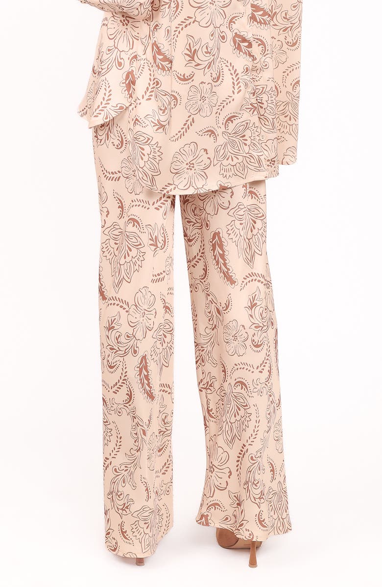 Petal & Pup Rosalie Pull-On Satin Wide Leg Pants, Alternate, color, Brown Paisley