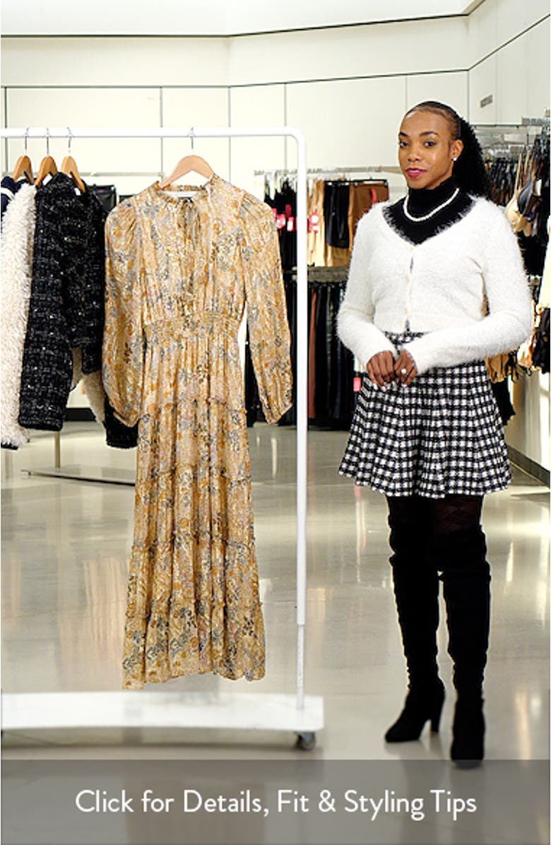 Metallic Floral Tiered Long Sleeve Maxi Dress, sales video thumbnail