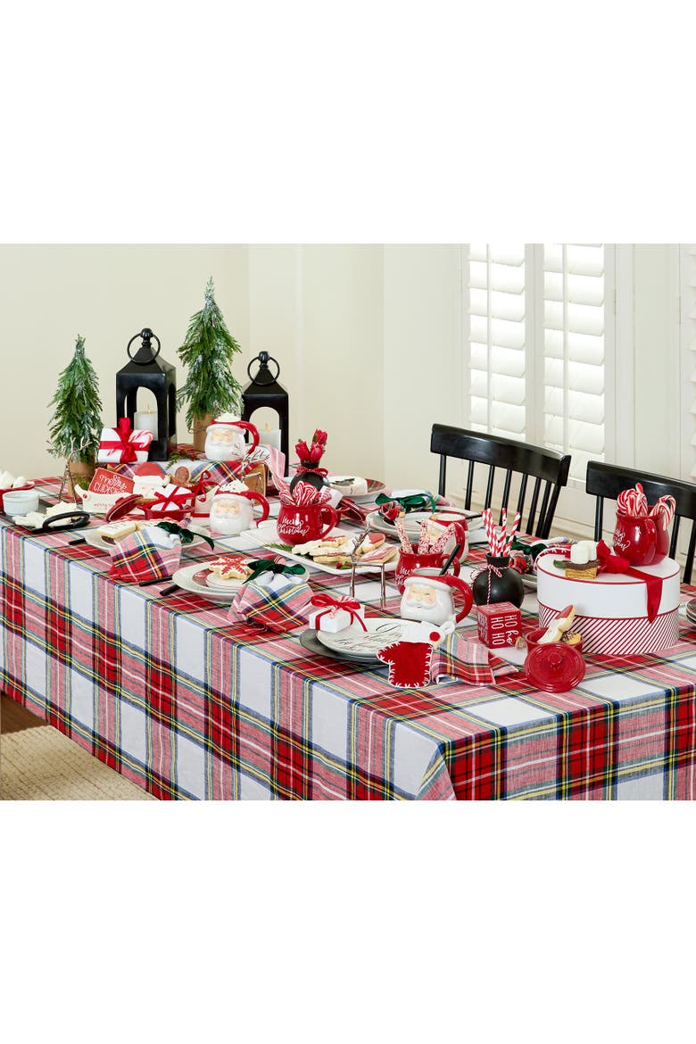 Linen Tablecloth - Stewart Plaid, Alternate, color, White