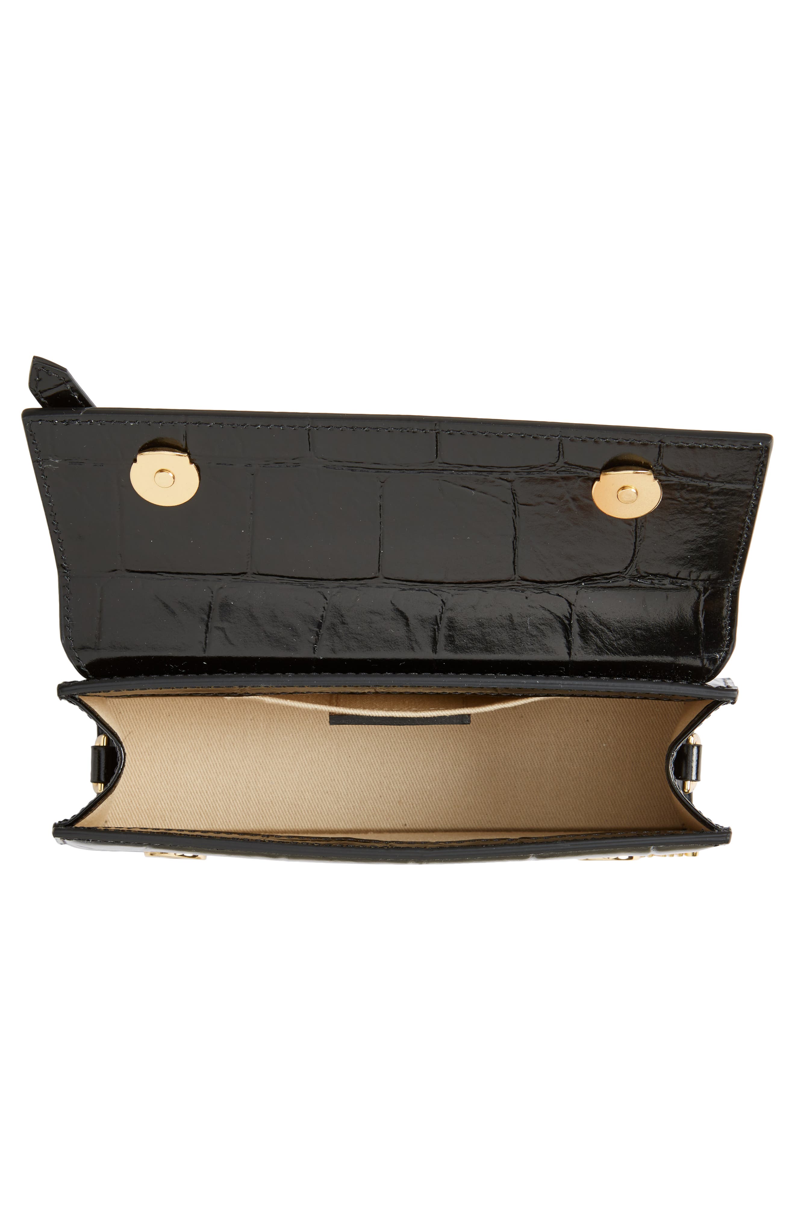 Jacquemus Le Chiquito Long Croc Embossed Leather Convertible Bag, Alternate, color, 