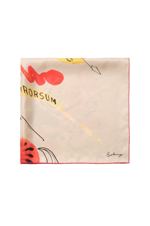 Burberry Watercolour Ekd Silk Scarf In Brown