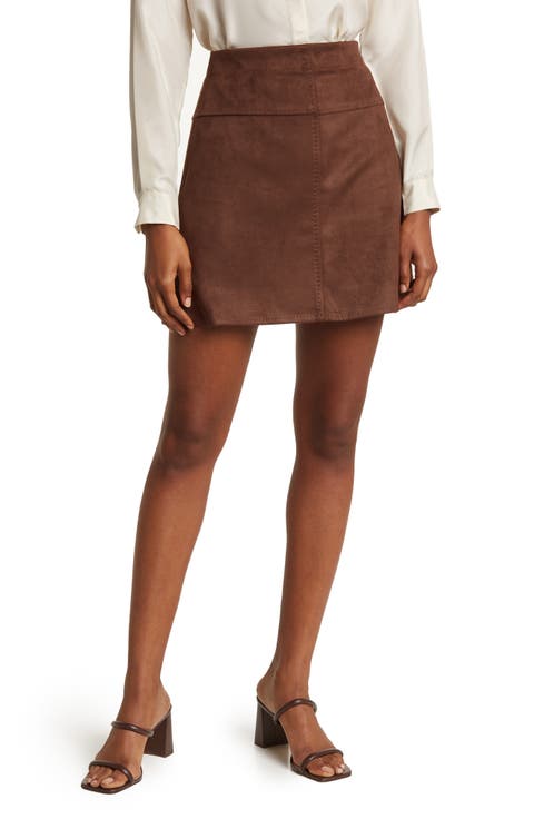 Faux Suede A-Line Miniskirt