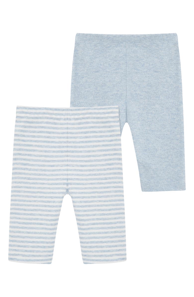 Little Me Blue Bear Assorted 2-Pack Cotton Pants, Alternate, color, Blue
