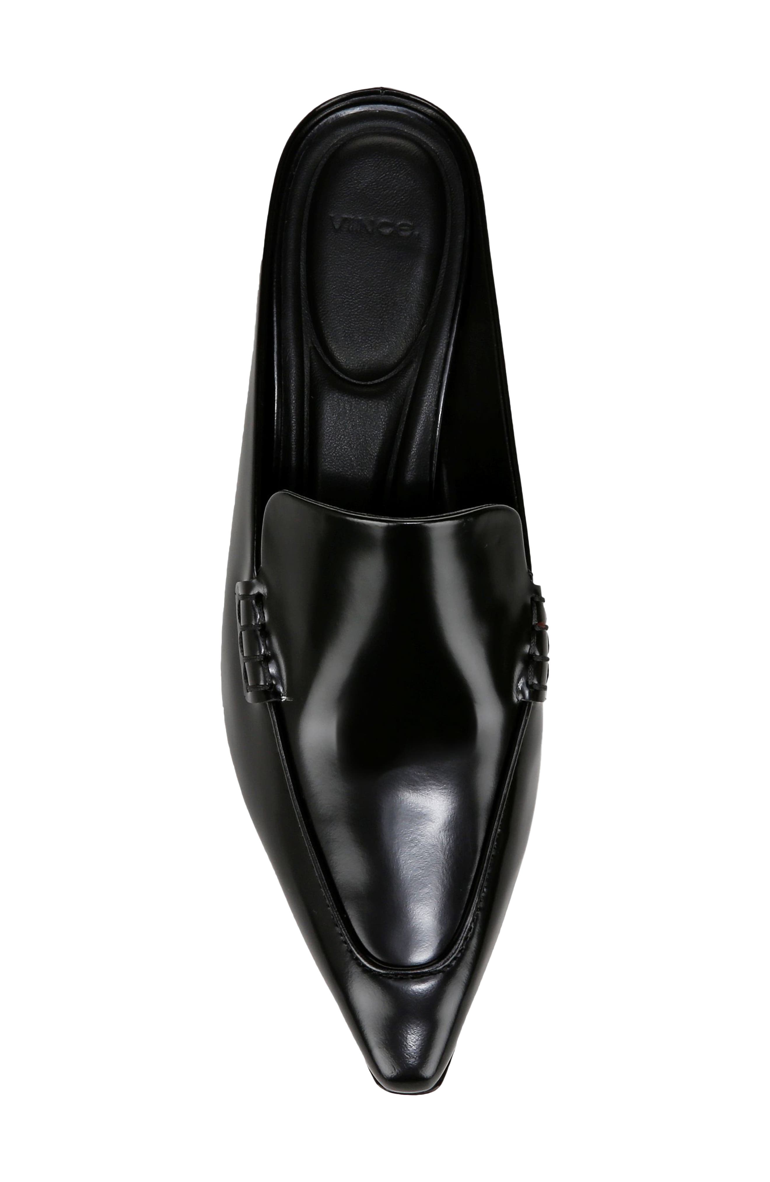 Vince Samy Pointed Toe Kitten Heel Loafer Mule, Alternate, color, Black