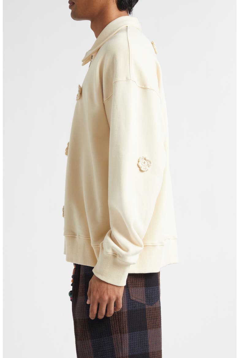 Daisy Appliqué Quarter Zip Sweatshirt, Alternate, color, IVORY