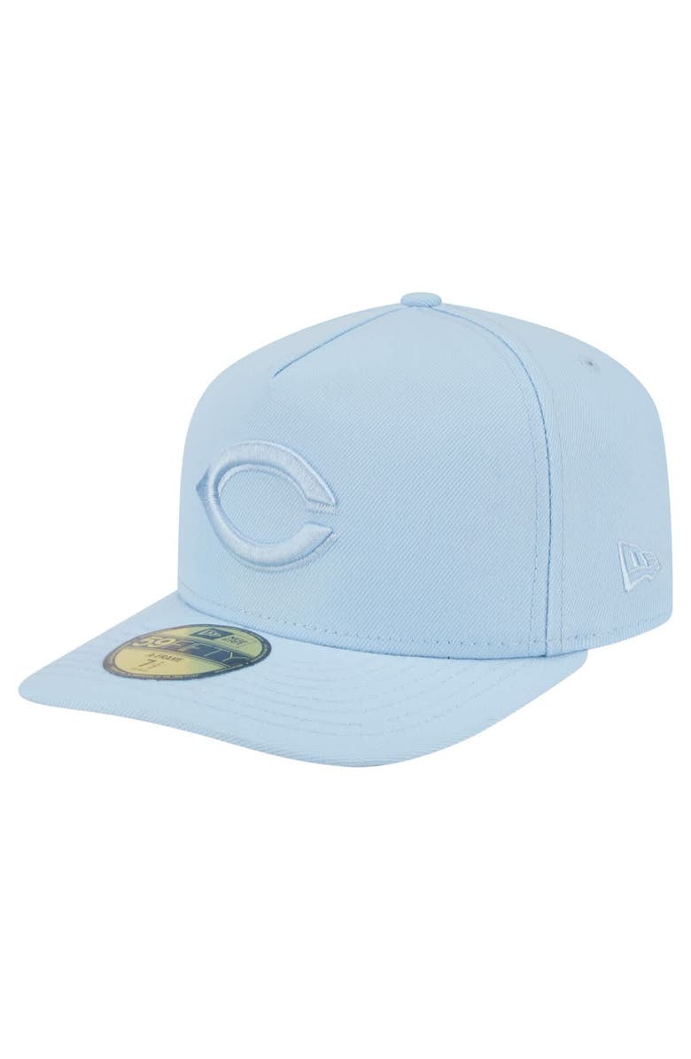 New Era Men's New Era  Light Blue Cincinnati Reds Color Pack A-Frame 59FIFTY Fitted Hat, Main, color, 