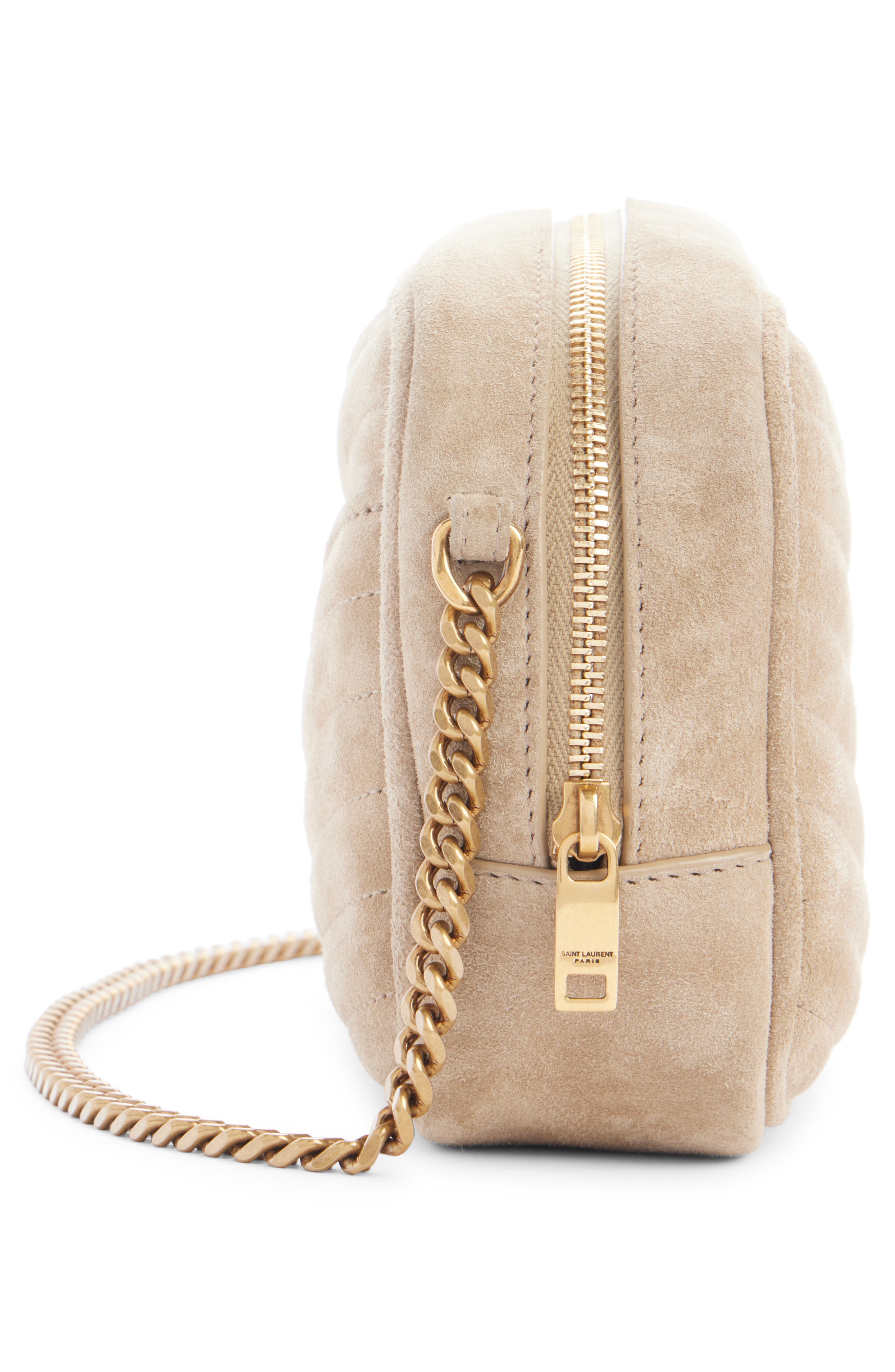 Saint Laurent Mini Lou Matelassé Suede Camera Bag, Alternate, color, 