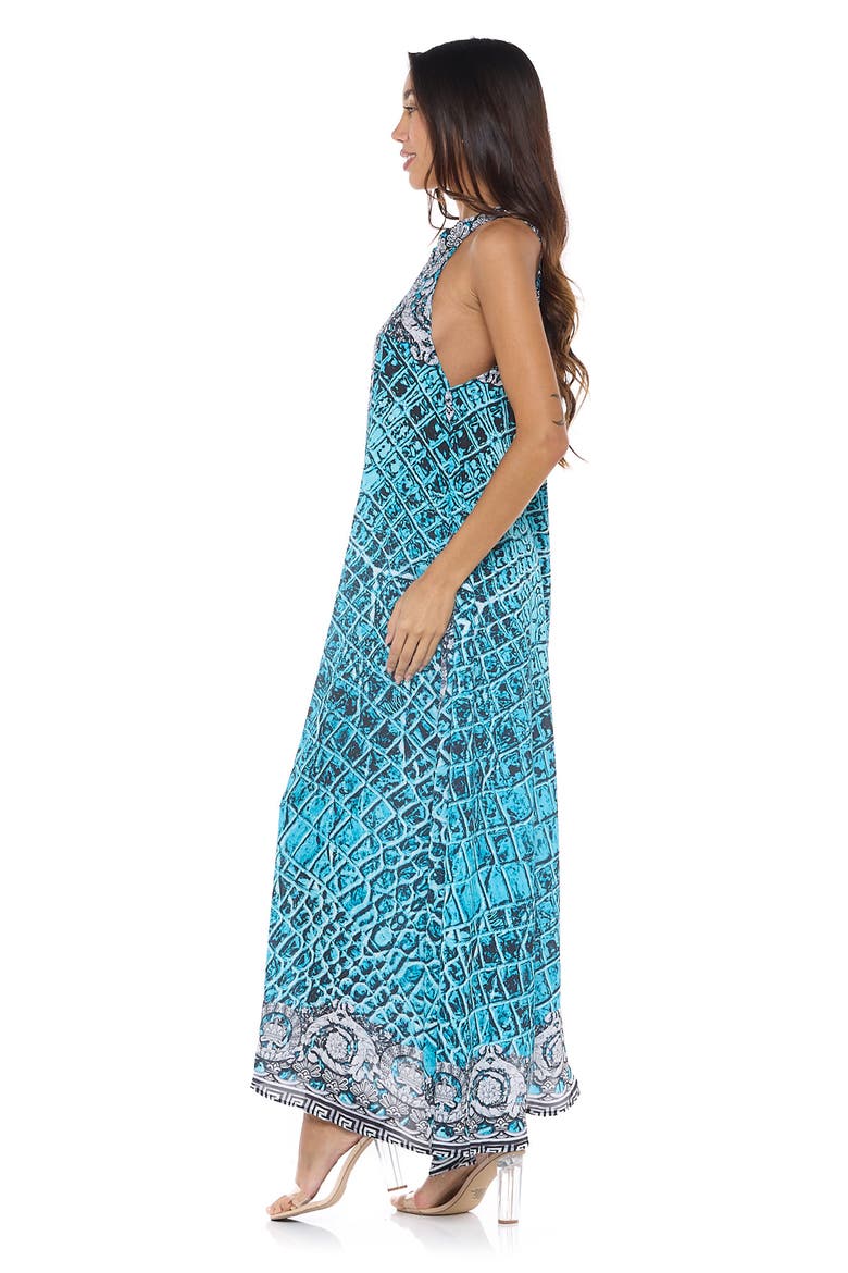 One-Shoulder Cover-Up Maxi Dress, Alternate, color, TEAL BLUE