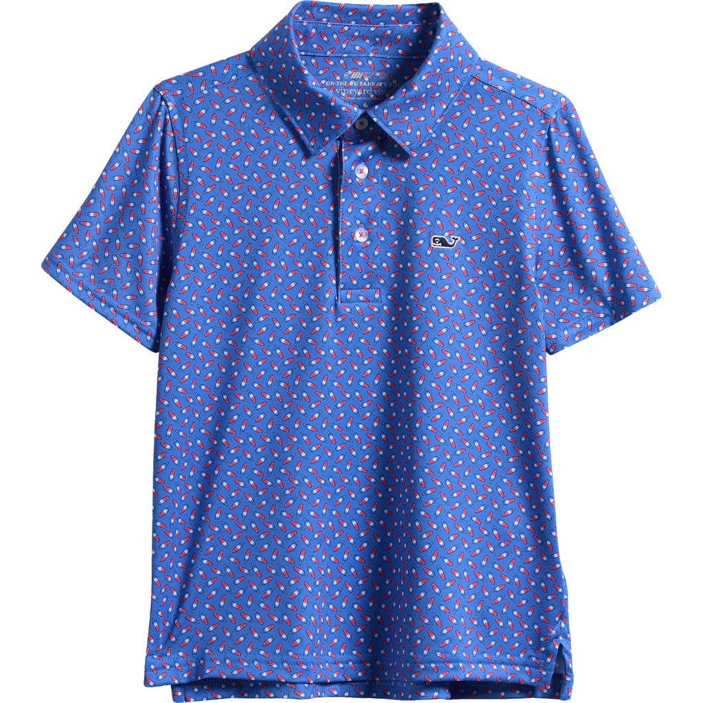 Vineyard Vines Kids' Print Polo In Blue