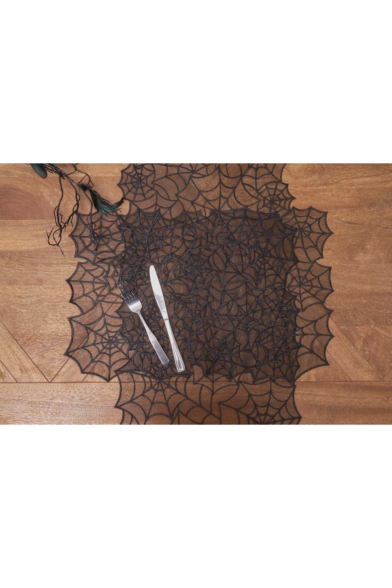 Spider Web Rectangle Halloween Translucent Single Placemat 14" x 20", Alternate, color, Black