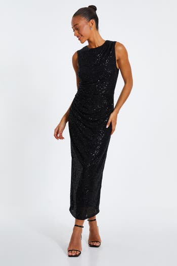 QUIZ Round Neck Sleeveless Sequin Maxi Dress Nordstrom