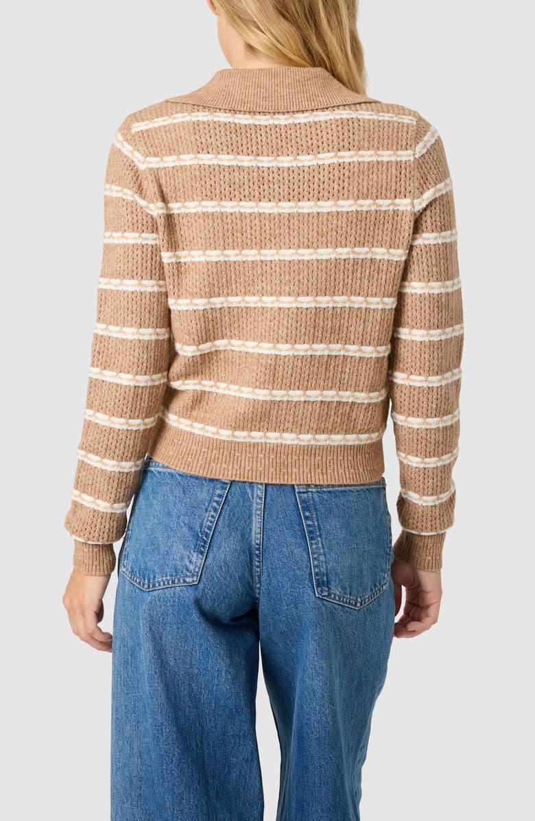 Lush Collared Striped Sweater, Alternate, color, Taupe