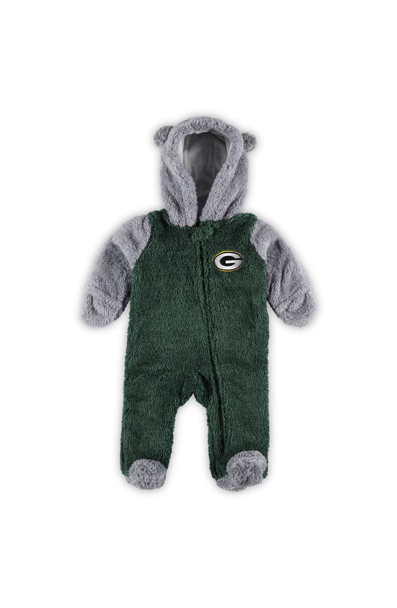 Outerstuff Newborn & Infant Green/Gray Green Bay Packers Game Nap Teddy Fleece Bunting Full-Zip Sleeper, Main, color, Green
