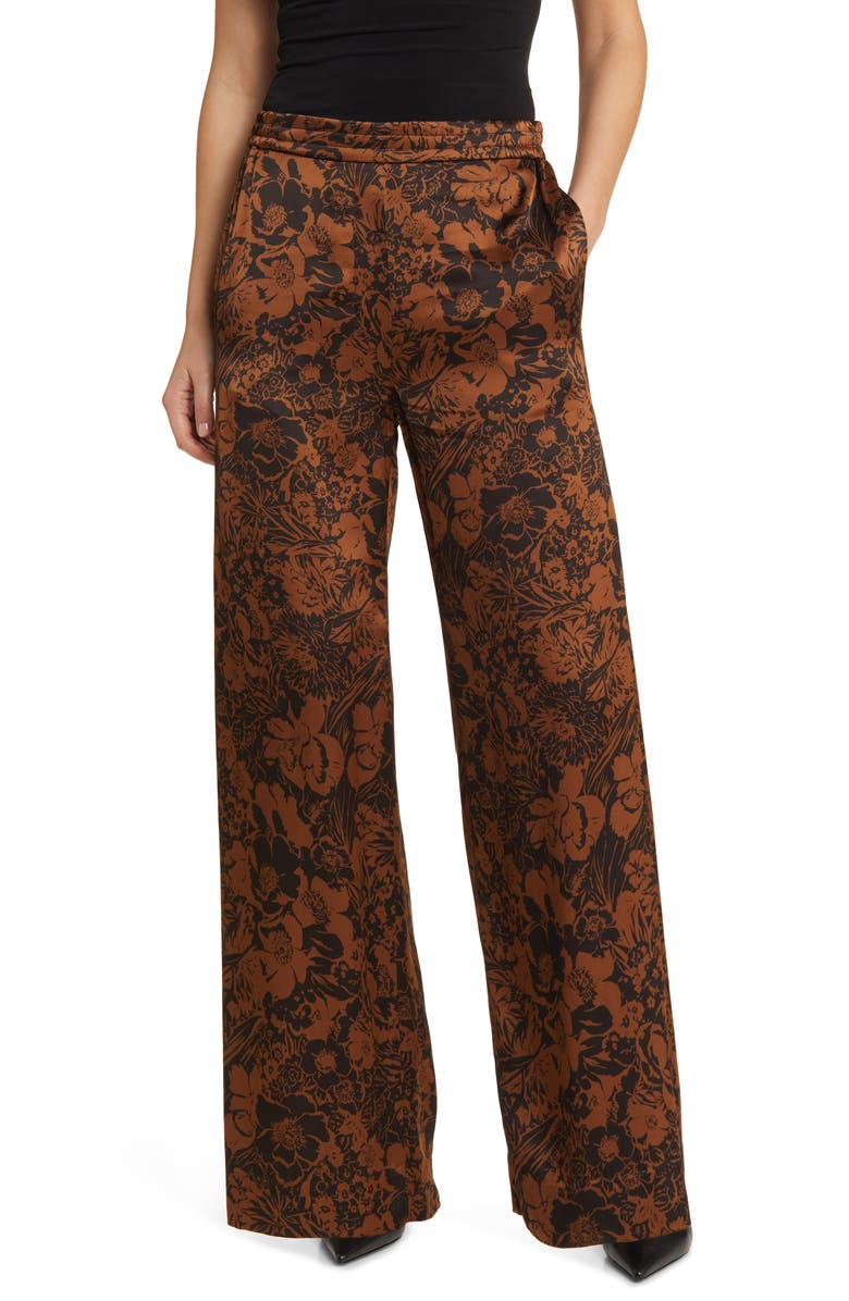 COS Floral Satin Wide Leg Pants, Main, color, 