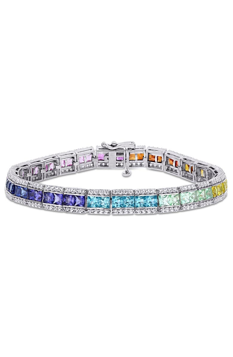 Julianna B. Multi-Color Lab-Created Sapphire Tennis Bracelet, Main, color, 