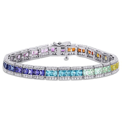 Multi-Color Lab-Created Sapphire Tennis Bracelet