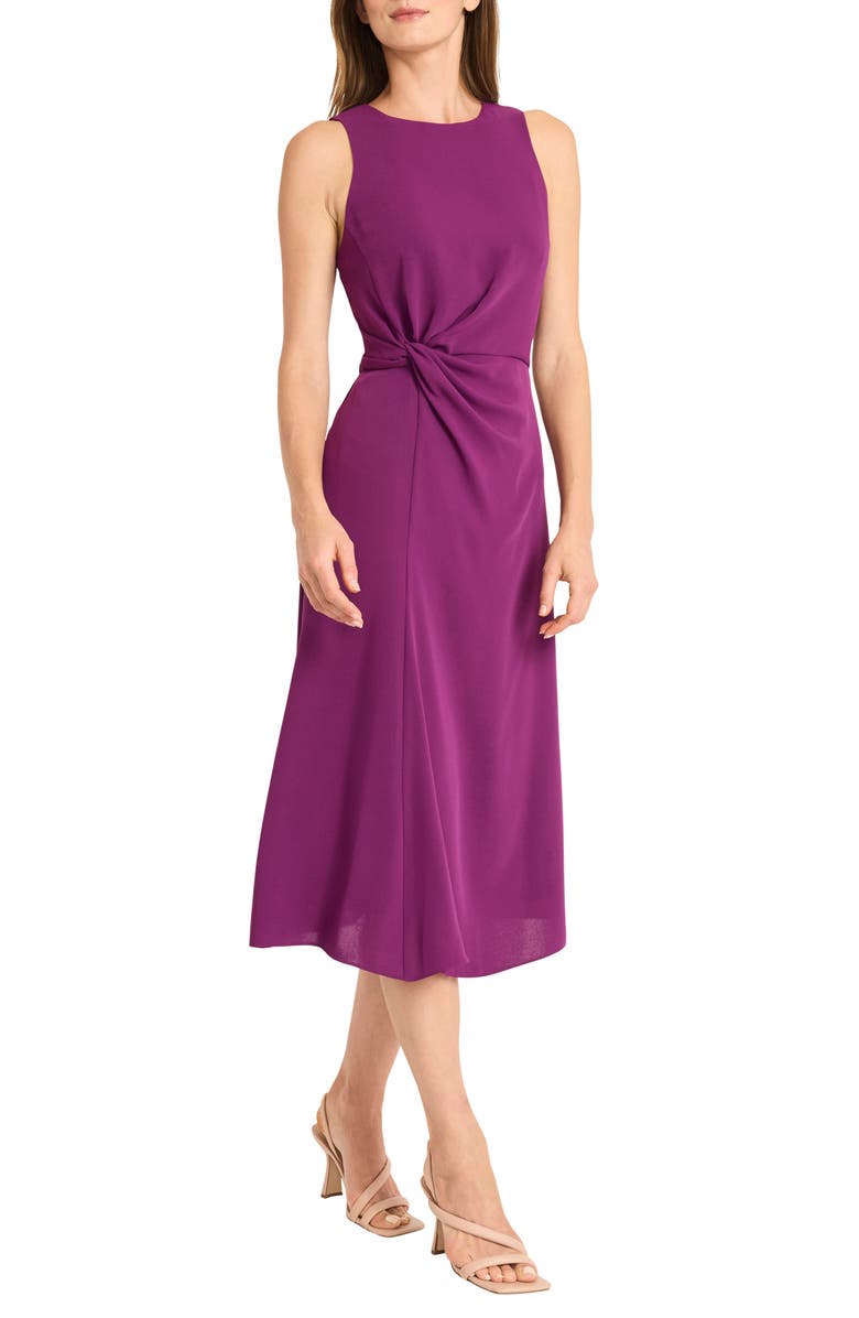 Maggy London Twist Midi Dress, Alternate, color, Plum Caspia