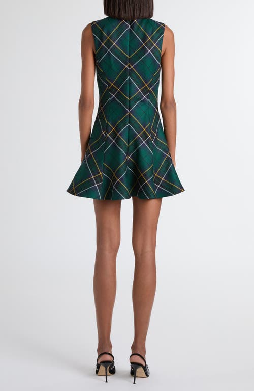 Alexander Mcqueen Tartan Sleeveless Flared Mini Dress In Green