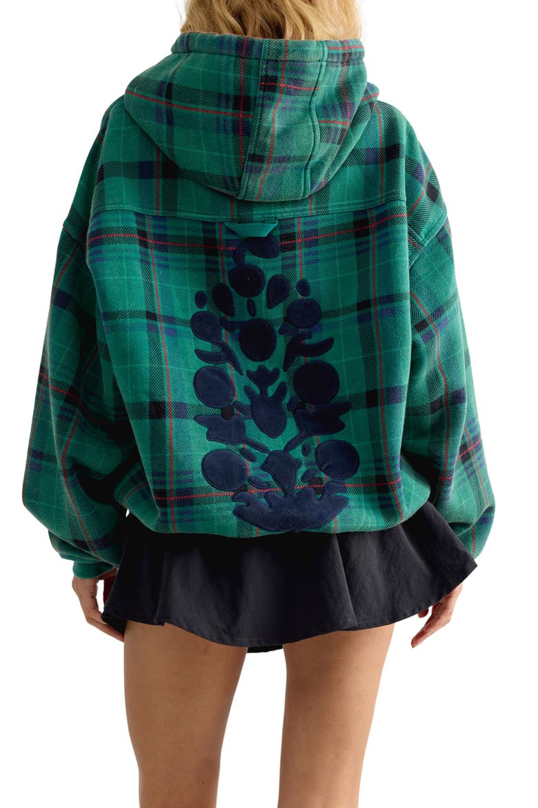 Plaid Hoodie, Alternate, color, GREEN PLAID