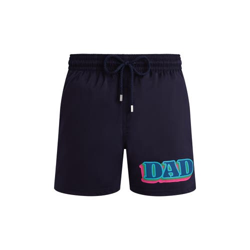 Vilebrequin Dad And Son Stretch Short Swim Shorts In Bleu Marine