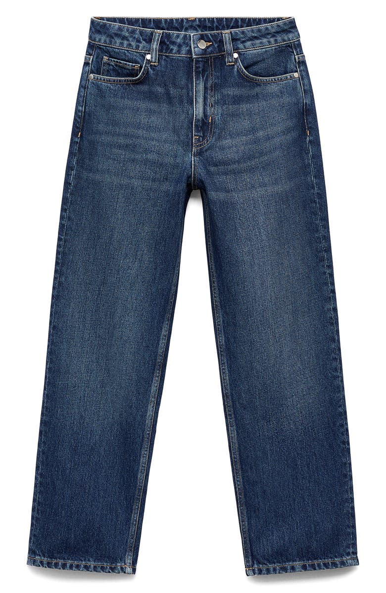 MANGO Mid Rise Straight Leg Jeans, Alternate, color, Dark Blue