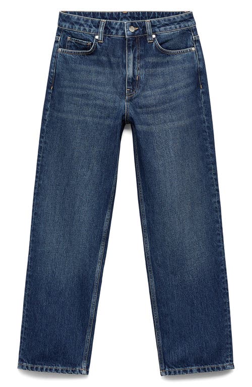 Mango Mid Rise Straight Leg Jeans In Blue