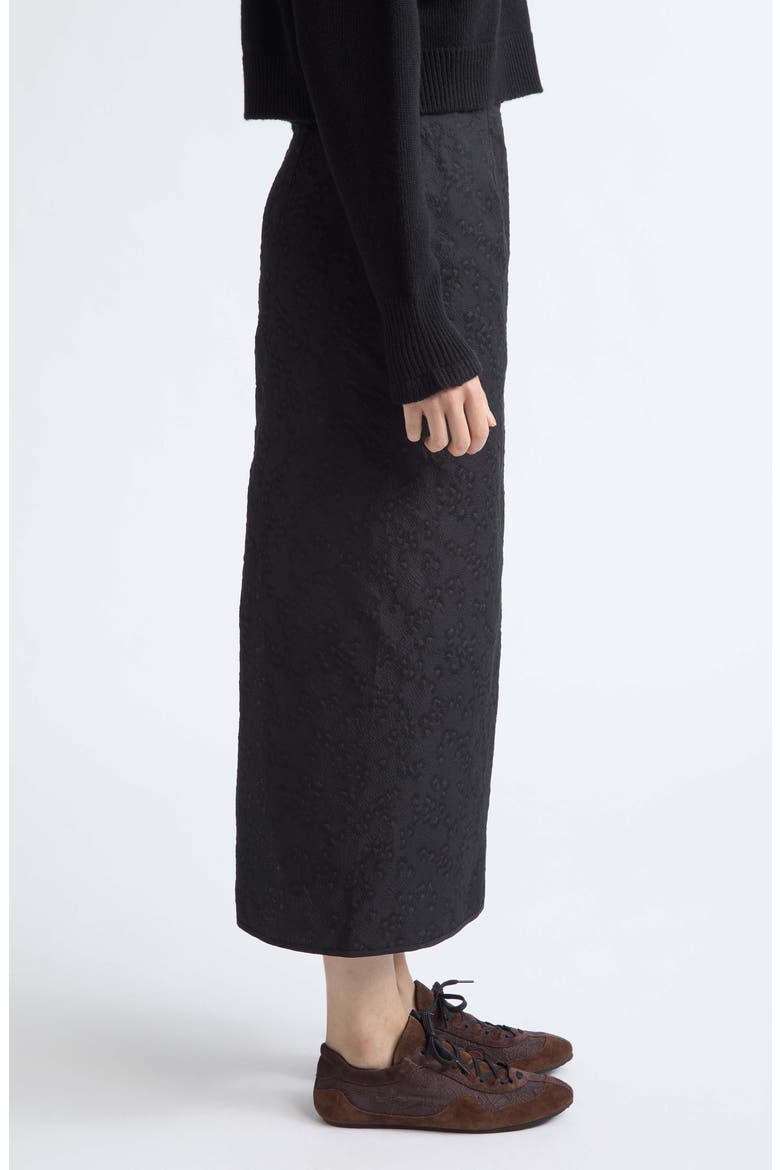 Uka Cotton Blend Matelassé Skirt, Alternate, color, BLACK